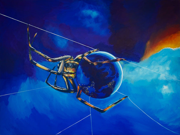 "Globe Weaver: Invisible Infrastructure," Original Painting