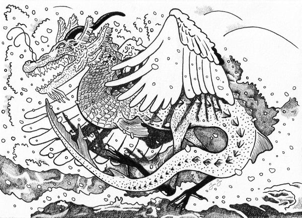 Asian Diasporic Zodiac: Water Dragon, Archival Print