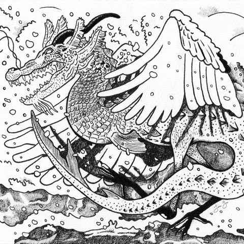 Asian Diasporic Zodiac: Water Dragon, Archival Print