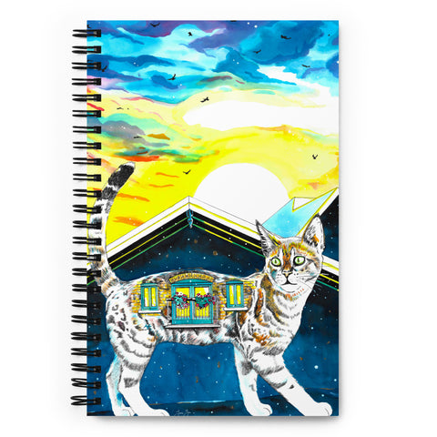 "Housecats: Catwalk, the Spotted Tabby Cat," Spiral Notebook, Dotted Pages