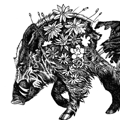 AAPI Zodiac: Earth Boar (with Prairie Fire), Archival Print
